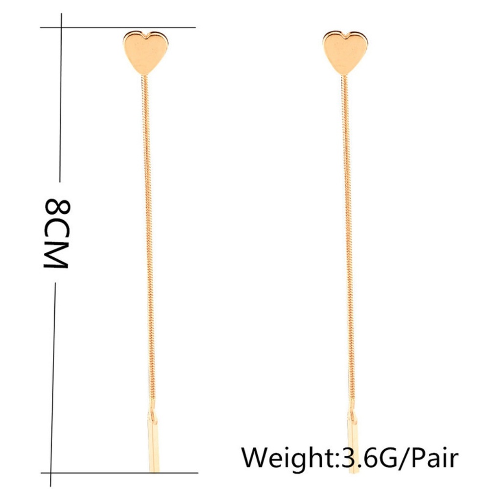 Minimalist Geometric Heart String Earrings - Picture 3 of 5